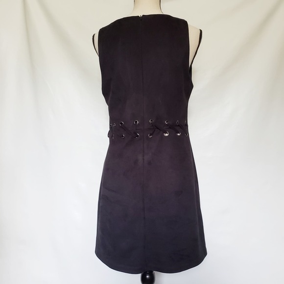 Cotton Candy Faux Suede Dress Sz L Y2K Grunge Festival Goth Grommet Academia - Picture 8 of 13